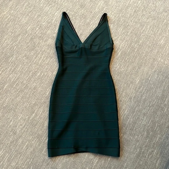 slim fit dress slacks Shop Herve Leger's Mya Knit Bandage Maxi Dress in Green